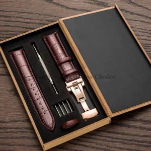 정품 가죽 스트랩 박스 시계 밴드 나비 걸쇠 팔찌 12/14/16/18mm 20mm 21mm 22mm 24mm 손목 밴드 시계 액세서리