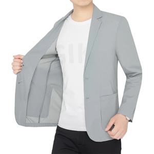 새로운 여름 남자 얇은 통기성 선 스크린 블레이저 자켓 솔리드 비즈니스 캐주얼 정장 코트 남성 슬림 탄성 블레이저 자켓 4XL