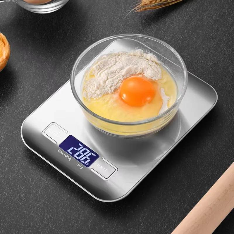 5kg/1g 다기능 전기 디지털 주방 음식 규모 LCD 디스플레이, 고정밀 Waterproff 측정 규모 스테인레스 스틸