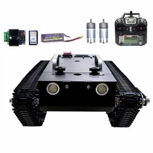 배터리 금속 트랙 모터 충격 흡수 로봇 자동차 STM32 컨트롤러가 장착된 30kg 부하 RC 탱크(FS 핸들 프로그래밍 가능 탱크 포함)