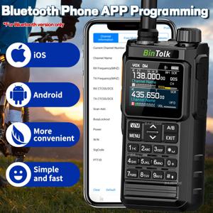 BinTolk BT7700 워키토키 휴대용 풀 밴드 블루투스 프로그래머 노이즈 감소 스펙트럼 분석기 AM 양방향 무전기 BT8000