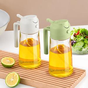 2 In 1 유리 오일 스프레이 병 (주둥이 노즐 포함) 올리브 디스펜서 이중 목적 캠핑 바베큐 베이킹 간장 오븐 피크닉 도구