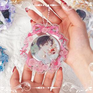 5.8-7.5cm 애니메이션 로즈 화환 배지 홀더 체인 포함 배지 핀용 미적 보호 디스플레이 케이스 배지 클립 케이스 표시