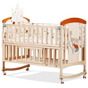 다기능 대형 신생아 BB 침대 (0-5세 유아용), 120*69*98cm, 원목 아기 침대 겸 성인용 침대