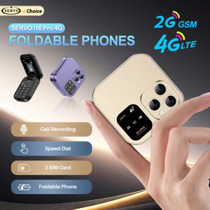 SERVO i16 Pro 2G GSM/4G LTE 네트워크 소형 플립 휴대폰 2 SIM 대기 통화 녹음 단축 다이얼 1.77인치 미니 접이식 휴대폰
