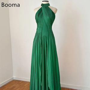 Booma A-Line 민소매 플리츠 백리스 이브닝 드레스 여성용 긴 공식 드레스 우아한 파티 드레스 맞춤 제작