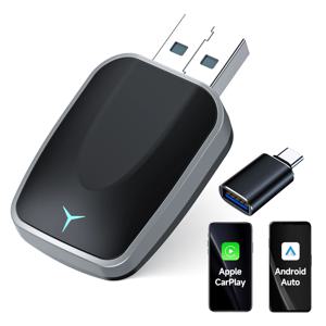 무선 카플레이 & 안드로이드 오토 어댑터, 플러그 앤 플레이 동글 (iOS 10+ / 안드로이드 11+ 지원, USB-A/C 지원)