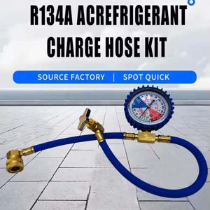 냉매 충전 에어컨 키트 R134A 134A 자동차 에어컨 가스 라인 리필 30Lb 충전기 R12 게이지 씰런트 호스 포함
