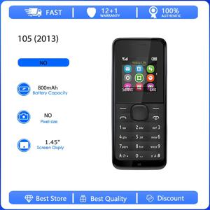 오리지널 리퍼비시 105 2013 2G 싱글심 언락 GSM 900/1800 휴대폰 러시아어 아랍어 키보드 핀란드 제조