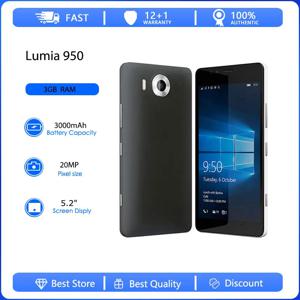 리퍼비시된 오리지널 Lumia 950 4G 언락 GSM 900/1800 휴대폰 러시아어 아랍어 히브리어 키보드 핀란드산