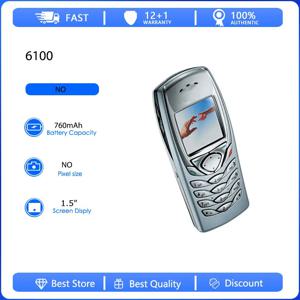 오리지널 리퍼비시 6100 2G 싱글심 언락 GSM 900/1800 휴대폰 러시아어 아랍어 히브리어 키보드 핀란드 제조