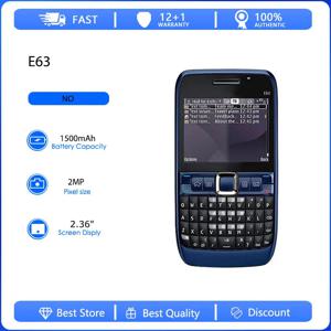 리퍼비시 정품 E63 3G 싱글심 언락 GSM 900/1800 휴대폰 러시아어 아랍어 히브리어 키보드 핀란드 제조