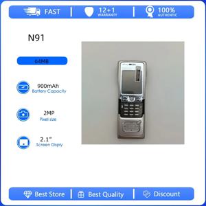 리퍼비시된 오리지널 N91 3G 싱글심 언락 GSM 900/1800 휴대폰 러시아어 아랍어 히브리어 키보드 핀란드 제조
