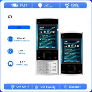 오리지널 리퍼비시드 X3 2G 싱글 심 언락 GSM 900/1800 모바일 폰 러시아어 아랍어 히브리어 키보드 핀란드 제조