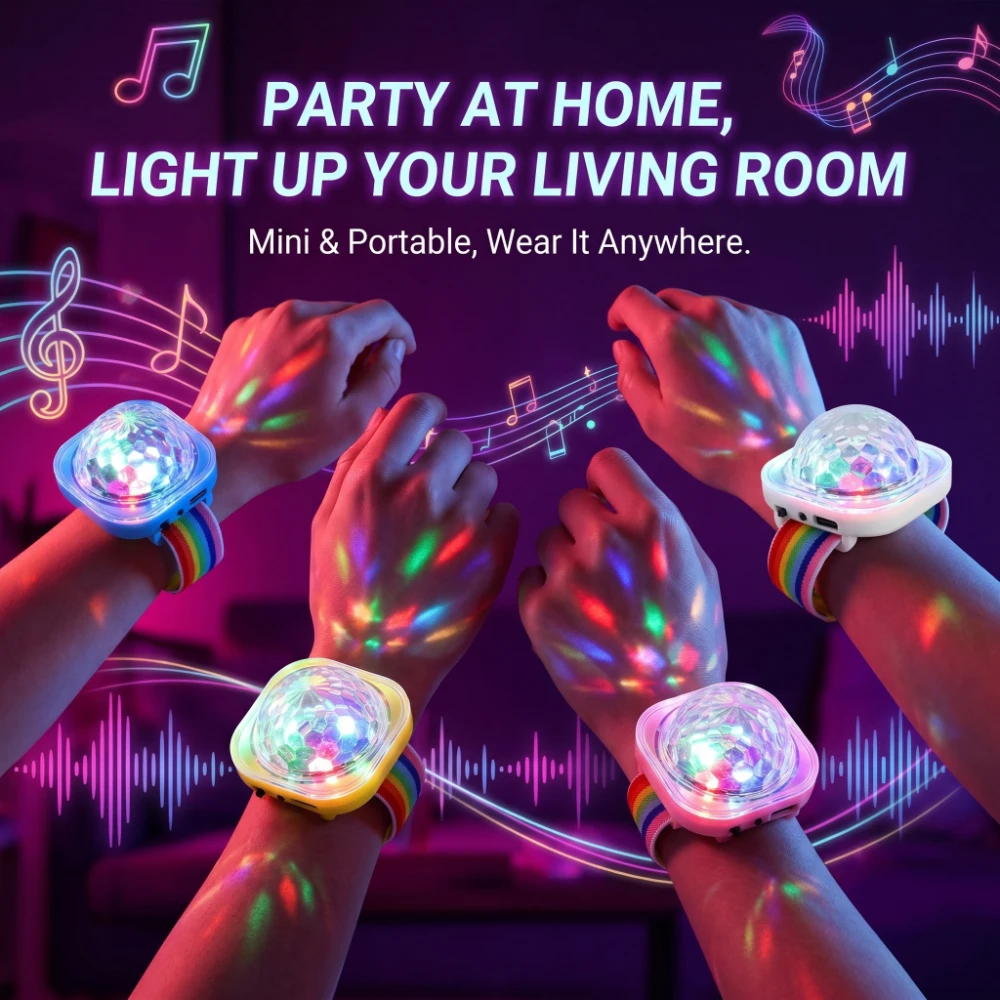 휴대용 LED 램프 야간 스트로브 시계 팔찌 USB 충전 음성 제어 흡착판 포함 실내 장식 자동차 댄스 클럽 파티용