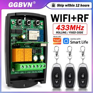새로운 범용 호환 제품 Tuya 433MHz 433.92MHz 고정 롤링 코드 차고/게이트 원격 제어 수신기 2CH Wifi 스마트 스위치 모듈 릴레이