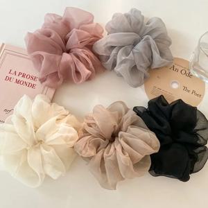 1/3/5pcs 여성용 대형 메쉬 헤어 로프 간단한 Fashiona 소녀 헤어 타이 헤어 링 단순성 높은 포니 테일 Scrunchie