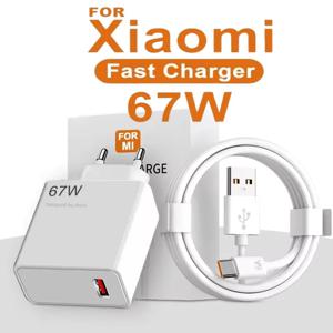 EU US UK 플러그 67W 6A USB 고속 충전기 샤오미 10T 11 12 라이트 13T 레드미 노트 10 11T 12 13 포코 X4 X5 F5 타입 C 충전 케이블