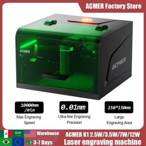 ACMER K1 휴대용 미니 레이저 조각기 CNC 블루투스 기계 DIY 로고 마킹 기계 페인트된 개 목걸이 종이 가죽 나무 아크릴
