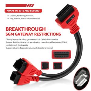 OBD2 어댑터 SGW 케이블 12+8 어댑터 케이블 커넥터 바이패스 게이트웨이 프로토콜 프로그래밍 (닷지 램, 지프, 피아트, FCA, 크라이슬러 MS9용)