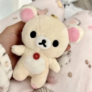 12cm 귀여운 리락쿠마 코리락쿠마 봉제 인형 키체인 귀여운 갈색 흰색 곰 인형 가방 장식 귀여운 생일 선물 소녀용