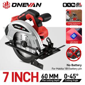 ONEVAN 4000W 브러시리스 전기 원형 톱 7인치 무선 충전식 휴대용 목재 절단 전동 공구 (마키타 배터리 핀용)