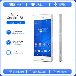 소니 엑스페리아 Z3 D6603 리퍼브 상품-오리지널 언락 4G 16GB 3GB RAM 안드로이드 휴대폰 20MP 5.2인치 쿼드코어 WIFI GPS 2160p 스마트폰