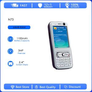 리퍼비시된 오리지널 N73 2G/3G 싱글심 언락 GSM 900/1800 3MP 휴대폰 러시아어 아랍어 히브리어 키보드 핀란드 제조