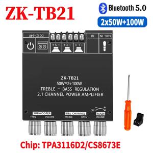 ZK-MT21 채널 블루투스 5.0 CS8673E 2.1 서브우퍼 앰프 보드 50W X 2+100W 파워 오디오 스테레오 앰프 보드 베이스 앰프 AUX