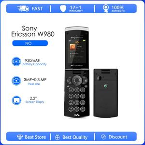 소니 에릭슨 W980 리퍼비시 제품 - 오리지널 소니 에릭슨 W980i 휴대폰 8GB ROM 3.15MP 언락 3G W980 핸드폰