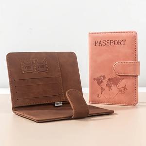 RFID 차단 다기능 여행용 여권 홀더, 지갑, 신분증 홀더, PU 합성 가죽으로 제작된 여권 커버
