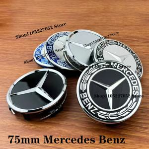 메르세데스 벤츠 AMG W203 W206 W220 W205 W211 W212 GLA GLC CLA A 엠블럼 타이어 림 커버용 자동차 휠 센터 허브 캡 4개 75MM