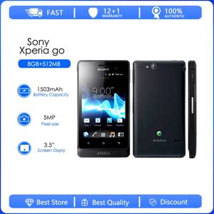 오리지널 언락 소니 엑스페리아 고 3G 싱글 심, 512MB RAM, 8GB 듀얼 코어, 5MP, 3.5 인치, 1305mAh, 안드로이드 2.3 스테레오 FM 라디오 스마트폰