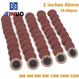 2 인치 50mm 샌딩 디스크 에어 폴리 셔 그라인딩 로타리 도구 용 퀵 체인지 폴리싱 패드 연마 사포 15-50pcs