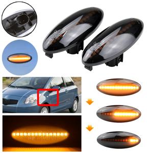 Toyota Yaris COROLLA Auris Mk1 E15 RAV4 Mk3 Etios 스크롤 방향 지시등 용 1 쌍 LED 자동차 다이나믹 사이드 마커 블링커 라이트