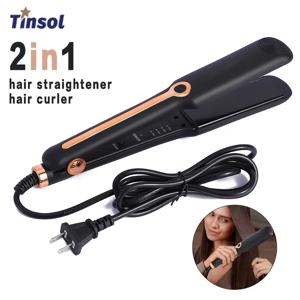 Tinsol 2-in-1 헤어 스트레이트너 컬링 아이언 세라믹 플레이트 음이온 와이드 플레이트 온도 조절 가능 헤어 스트레이트너
