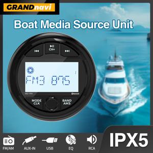 GRANDnavi 해양 스테레오 보트 라디오 IPX5 방수 블루투스 FM AM 디지털 미디어 플레이어 요트 게이지 ATV UTV 카트 오토바이