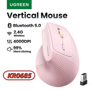 UGREEN Bluetooth 2.4G 수직 무선 마우스 인체 공학적 4000DPI MacBook 태블릿 노트북 용 음소거 버튼 6개