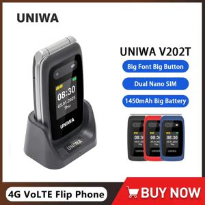 UNIWA V202T 4G VoLTE 플립폰 듀얼 스크린 기능 휴대폰 0.3MP 카메라 1450mAh FM 라디오 전화 러시아어 키보드 글로벌