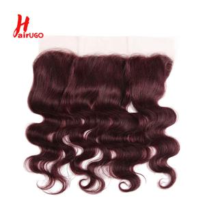 HairUGo 브라질 99J 바디 웨이브 13x4 레이스 프론트 100% 인간의 머리카락 130% 밀도 레미 헤어 부르고뉴 레이스 정면 아기 머리카락