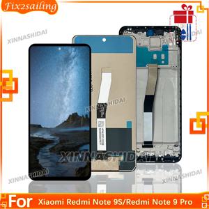 샤오미 레드미 노트 9S LCD M2003J6A1G 디스플레이 터치 스크린 (프레임 포함) 및 레드미 노트 9 프로 스크린 교체용 새 LCD 디스플레이