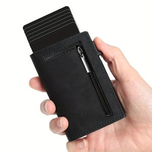 RFID 차단 명함 지갑 신용 카드 지갑 남성용 블랙 지갑 고급 팝업 슬림 얇은 미니멀리스트 탄소 섬유 카드 홀더