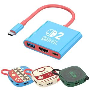 스위치 2 도크 HDMI 4K USB 3.0 허브 어댑터 USB 스플리터 TV 휴대용 도킹 스테이션 (NDS 스위치2 노트북 PC 아이패드 맥북 에어용)