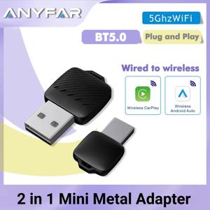 2026 무선 카플레이 어댑터&안드로이드 오토 무선 어댑터, 5Ghz WiFi USB 플러그 앤 플레이 카플레이 무선