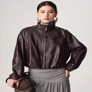 여성용 빈티지 짧은 정품 가죽 자켓 봄 가을 2026 하이엔드 심플 스탠드 칼라 소프트 오일 왁스 리얼 양가죽 코트
