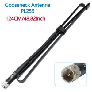 ABBREE PL259 전술용 구즈넥 접이식 안테나 CS 고이득 듀얼 밴드 VHF/UHF 144/430MHz 아마추어 자동차 무전기/스테이션용