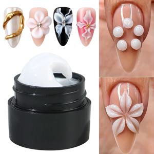5ml 펄 화이트 3D 조형 젤 (네일 폴리쉬용, 손에 묻지 않는 연장 젤, 3D 쉐이핑 조각 꽃 젤, DIY 네일 아트 데코)