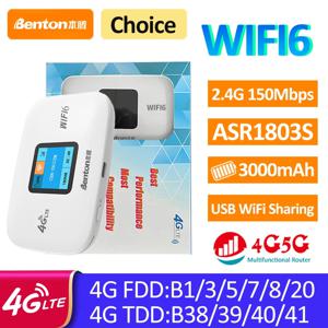벤튼 플러그 앤 플레이 4G LTE 라우터 휴대용 와이파이 3000mAh 2.4GHz 150Mbps WiFi6 USB 모바일 라우터 아시아 유럽 중동 아프리카용