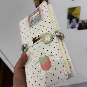 A6 레트로 화이트 폴카 도트 무늬 45매 내지 DIY PU 클립형 노트 루즈리프 노트