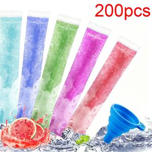 50/100/200pcs 일회용 투명 아이스바 가방 주스 요구르트 초콜릿 아이스 가방 투명 아이스바 몰드 주방 악세사리